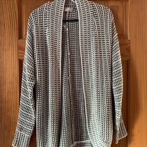 White and grey knit cardigan